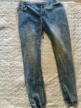 Thrill Denim Jogger Jeans Stone Wash Stretch Skinny Streetwear Casual Pants